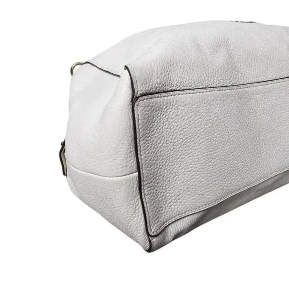 Vintage Coach Hallie Pebble Leather Snake Trim White Hobo Shoulder Bag - Picture 5 of 14